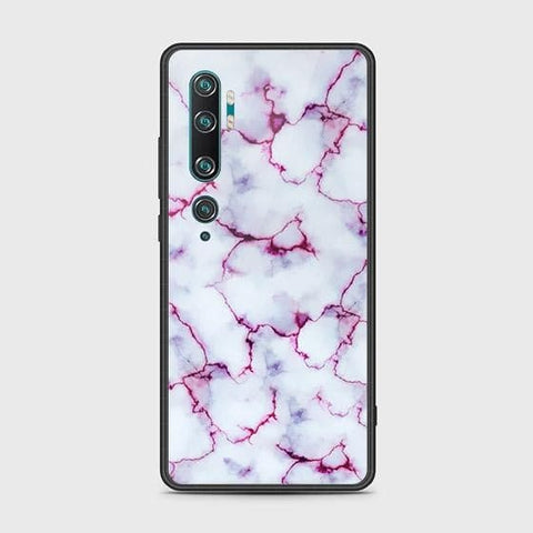 Xiaomi Mi Note 10 Cover - White Marble Series - HQ Ultra Shine Premium Infinity Glass Soft Silicon Borders Case