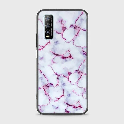 Vivo Y70s Cover - White Marble Series - HQ Ultra Shine Premium Infinity Glass Soft Silicon Borders Case