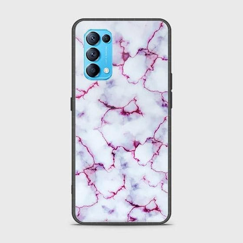 Oppo Reno 5 5G Cover - White Marble Series - HQ Ultra Shine Premium Infinity Glass Soft Silicon Borders Case