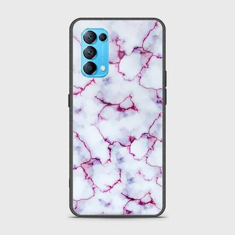 Oppo Find X3 Lite Cover - White Marble Series - HQ Ultra Shine Premium Infinity Glass Soft Silicon Borders Case