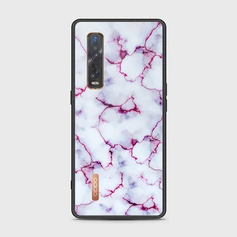 Oppo Find X2 Pro Cover - White Marble Series - HQ Ultra Shine Premium Infinity Glass Soft Silicon Borders Case