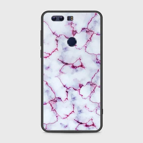 Huawei Honor 8 Cover - White Marble Series - HQ Ultra Shine Premium Infinity Glass Soft Silicon Borders Case