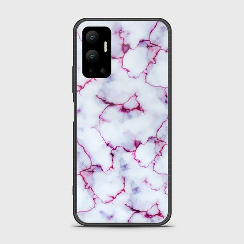 Infinix Hot 12 Cover- White Marble Series - HQ Ultra Shine Premium Infinity Glass Soft Silicon Borders Case