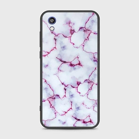 Huawei Honor 8S Cover - White Marble Series - HQ Ultra Shine Premium Infinity Glass Soft Silicon Borders Case