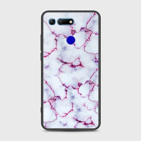 Huawei Honor View 20 Cover - White Marble Series - HQ Ultra Shine Premium Infinity Glass Soft Silicon Borders Case