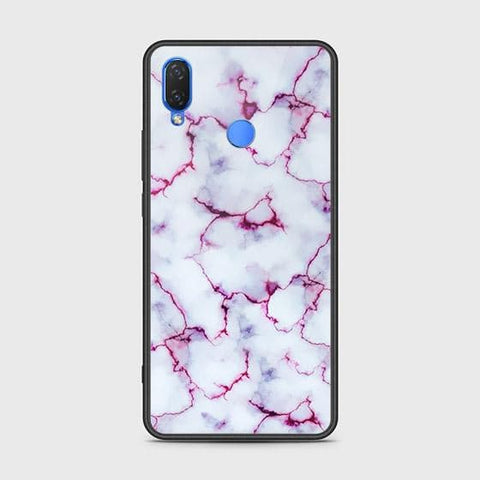 Huawei Y6s 2019 Cover - White Marble Series - HQ Ultra Shine Premium Infinity Glass Soft Silicon Borders Case