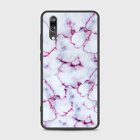 Huawei P20 Cover - White Marble Series - HQ Ultra Shine Premium Infinity Glass Soft Silicon Borders Case