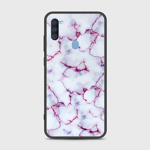 Samsung Galaxy M11 Cover - White Marble Series - HQ Ultra Shine Premium Infinity Glass Soft Silicon Borders Case