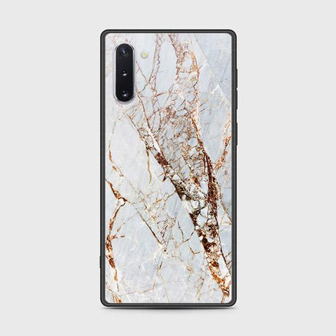Samsung Galaxy Note 10 Cover - White Marble Series - HQ Ultra Shine Premium Infinity Glass Soft Silicon Borders Case