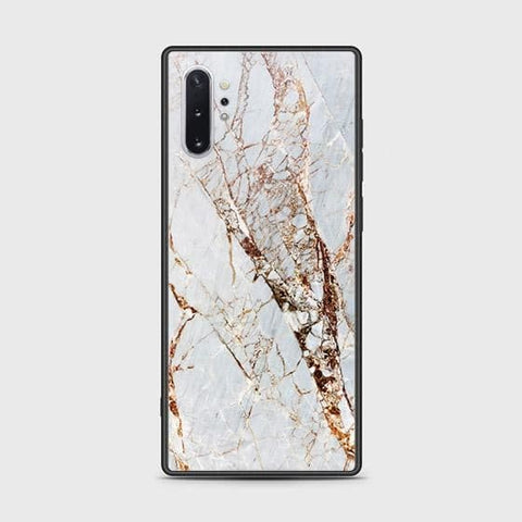 Samsung Galaxy Note 10 Plus Cover - White Marble Series - HQ Ultra Shine Premium Infinity Glass Soft Silicon Borders Case