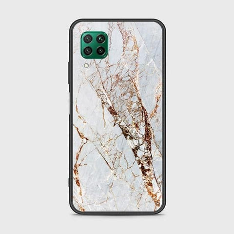 Huawei Nova 6 SE Cover - White Marble Series - HQ Ultra Shine Premium Infinity Glass Soft Silicon Borders Case