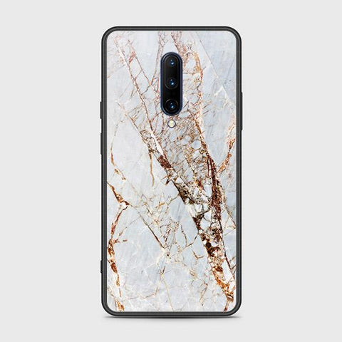 OnePlus 7 Pro Cover - White Marble Series - HQ Ultra Shine Premium Infinity Glass Soft Silicon Borders Case