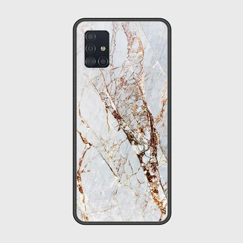 Samsung Galaxy A51 Cover - White Marble Series - HQ Ultra Shine Premium Infinity Glass Soft Silicon Borders Case