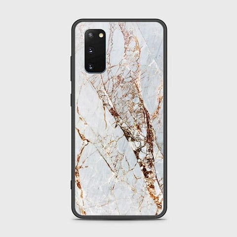 Samsung Galaxy S20 Cover - White Marble Series - HQ Ultra Shine Premium Infinity Glass Soft Silicon Borders Case