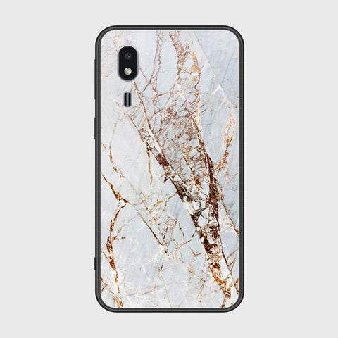 Samsung Galaxy A2 Core Cover - White Marble Series - HQ Ultra Shine Premium Infinity Glass Soft Silicon Borders Case