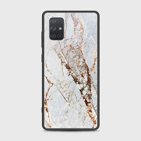 Samsung Galaxy A71 Cover - White Marble Series - HQ Ultra Shine Premium Infinity Glass Soft Silicon Borders Case