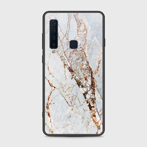 Samsung Galaxy A9 2018 Cover - White Marble Series - HQ Ultra Shine Premium Infinity Glass Soft Silicon Borders Case