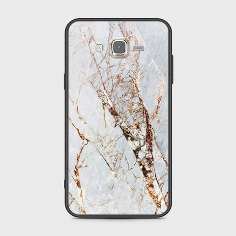 Samsung Galaxy J7 2015 Cover - White Marble Series - HQ Ultra Shine Premium Infinity Glass Soft Silicon Borders Case