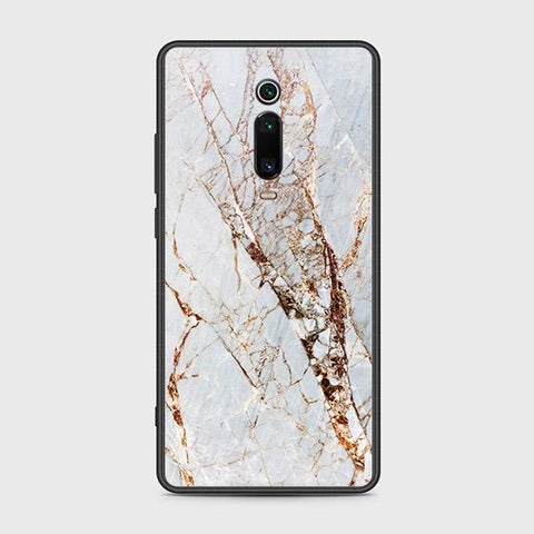 Xiaomi Mi 9T Cover - White Marble Series - HQ Ultra Shine Premium Infinity Glass Soft Silicon Borders Case
