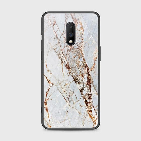 OnePlus 6T Cover - White Marble Series - HQ Ultra Shine Premium Infinity Glass Soft Silicon Borders Case