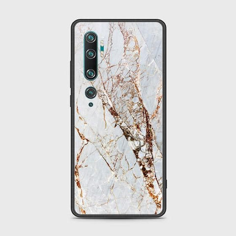 Xiaomi Mi Note 10 Cover - White Marble Series - HQ Ultra Shine Premium Infinity Glass Soft Silicon Borders Case