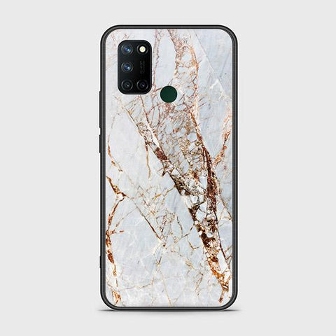 Realme C17 Cover - White Marble Series - HQ Ultra Shine Premium Infinity Glass Soft Silicon Borders Case