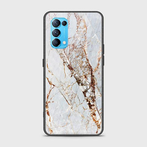 Oppo Reno 5 5G Cover - White Marble Series - HQ Ultra Shine Premium Infinity Glass Soft Silicon Borders Case