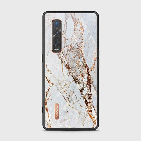 Oppo Find X2 Pro Cover - White Marble Series - HQ Ultra Shine Premium Infinity Glass Soft Silicon Borders Case