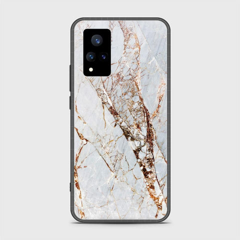 Vivo V21 Cover - White Marble Series - HQ Ultra Shine Premium Infinity Glass Soft Silicon Borders Case