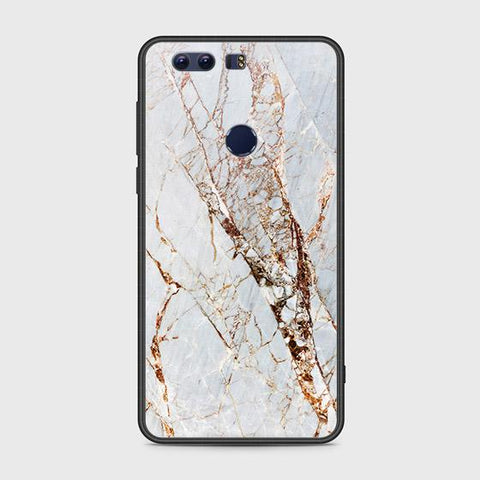 Huawei Honor 8 Cover - White Marble Series - HQ Ultra Shine Premium Infinity Glass Soft Silicon Borders Case