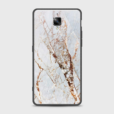 OnePlus 3 Cover- White Marble Series - HQ Ultra Shine Premium Infinity Glass Soft Silicon Borders Case