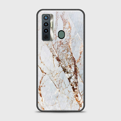 Tecno Camon 17 Cover - White Marble Series - HQ Ultra Shine Premium Infinity Glass Soft Silicon Borders Case