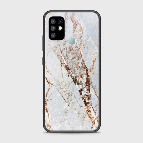 Infinix Hot 10 Cover- White Marble Series - HQ Ultra Shine Premium Infinity Glass Soft Silicon Borders Case