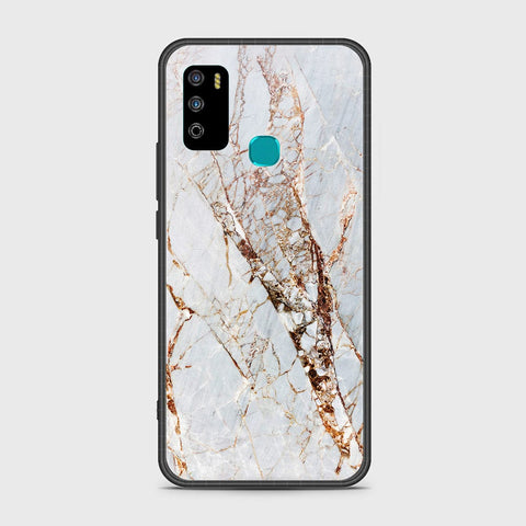 Infinix Hot 9 Play Cover- White Marble Series - HQ Ultra Shine Premium Infinity Glass Soft Silicon Borders Case