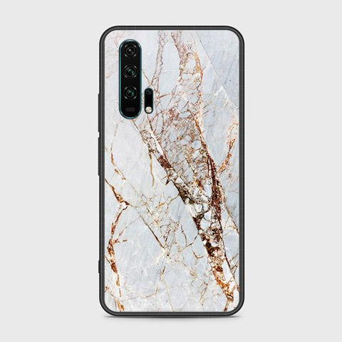 Honor 20 Pro Cover - White Marble Series - HQ Ultra Shine Premium Infinity Glass Soft Silicon Borders Case