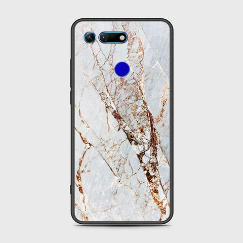 Huawei Honor View 20 Cover - White Marble Series - HQ Ultra Shine Premium Infinity Glass Soft Silicon Borders Case