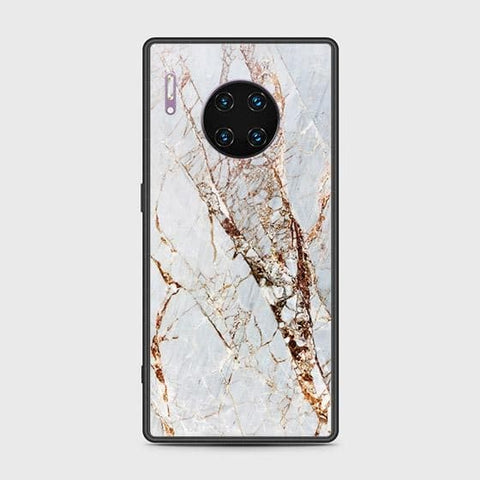 Huawei Mate 30 Pro Cover - White Marble Series - HQ Ultra Shine Premium Infinity Glass Soft Silicon Borders Case