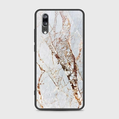 Huawei P20 Cover - White Marble Series - HQ Ultra Shine Premium Infinity Glass Soft Silicon Borders Case