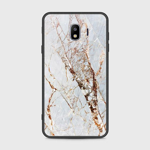 Samsung Galaxy J4 2018 Cover - White Marble Series - HQ Ultra Shine Premium Infinity Glass Soft Silicon Borders Case