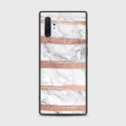 Samsung Galaxy Note 10 Plus Cover - White Marble Series - HQ Ultra Shine Premium Infinity Glass Soft Silicon Borders Case