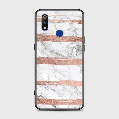 Realme 3i Cover - White Marble Series - HQ Ultra Shine Premium Infinity Glass Soft Silicon Borders Case