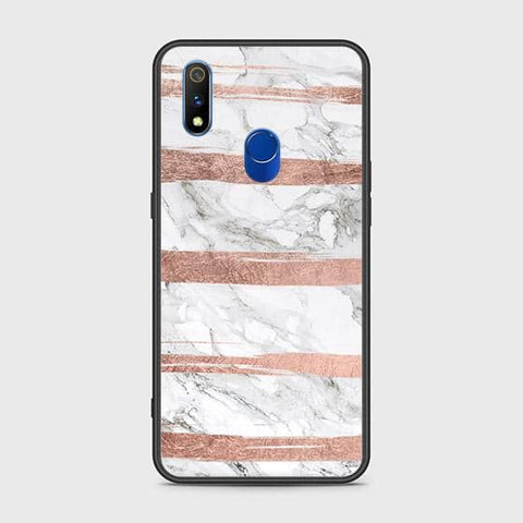 Realme 3 Pro Cover - White Marble Series - HQ Ultra Shine Premium Infinity Glass Soft Silicon Borders Case