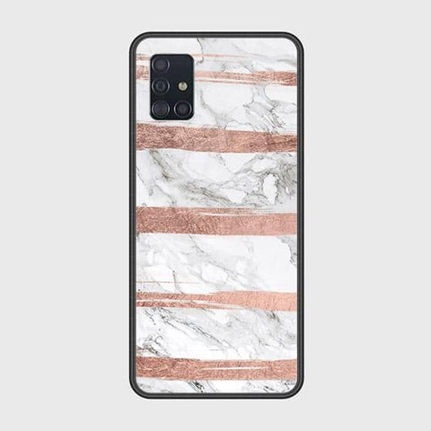 Samsung Galaxy A51 Cover - White Marble Series - HQ Ultra Shine Premium Infinity Glass Soft Silicon Borders Case