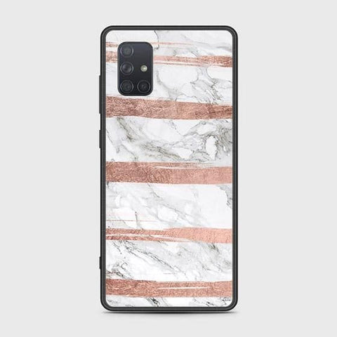 Samsung Galaxy A71 Cover - White Marble Series - HQ Ultra Shine Premium Infinity Glass Soft Silicon Borders Case