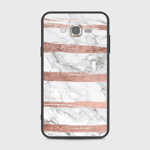 Samsung Galaxy J7 2015 Cover - White Marble Series - HQ Ultra Shine Premium Infinity Glass Soft Silicon Borders Case