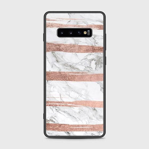 Samsung Galaxy S10 Plus Cover - White Marble Series - HQ Ultra Shine Premium Infinity Glass Soft Silicon Borders Case