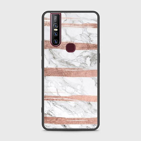 Vivo V15 Cover - White Marble Series - HQ Ultra Shine Premium Infinity Glass Soft Silicon Borders Case