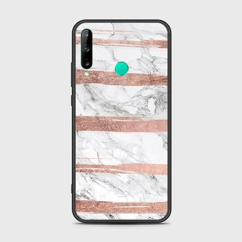 Huawei Y7P Cover - White Marble Series - HQ Ultra Shine Premium Infinity Glass Soft Silicon Borders Case