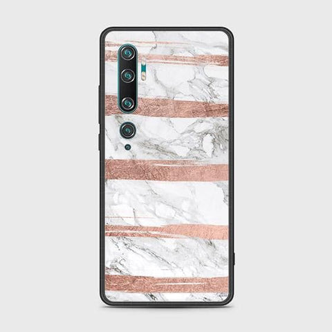 Xiaomi Mi Note 10 Cover - White Marble Series - HQ Ultra Shine Premium Infinity Glass Soft Silicon Borders Case