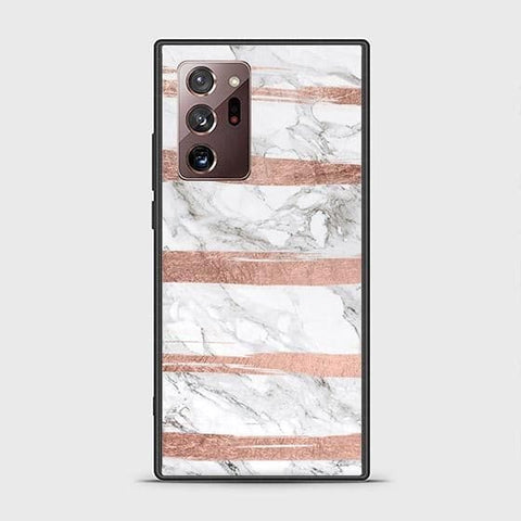 Samsung Galaxy Note 20 Ultra Cover - White Marble Series - HQ Ultra Shine Premium Infinity Glass Soft Silicon Borders Case